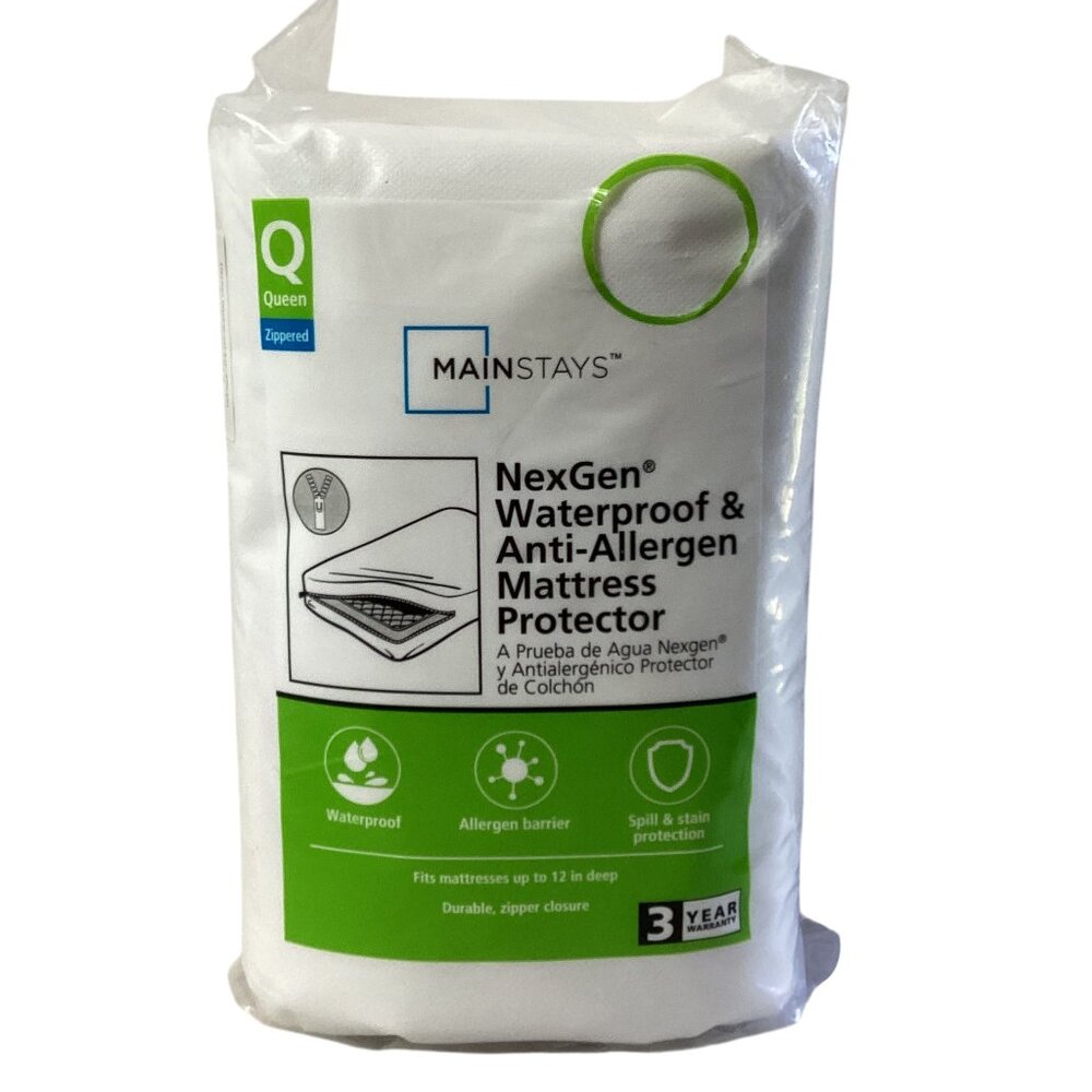 Mainstays NexGen Waterproof & Anti-Allergen Zippered Mattress Protector in Queen